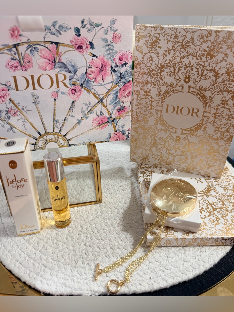 Dior Jadore Edt 10 Ml Spray Gold Compact Mirror Journal Bag